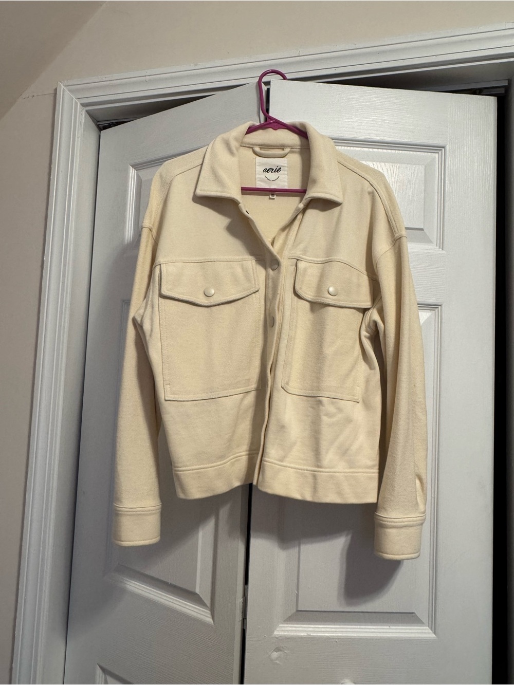 Aerie Oversized Cream Button Front Jacket